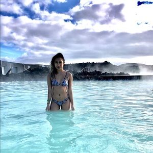 San Lorenzo blue and white bikini set